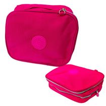 Estojo Box Escolar Quadrado Organizador Grande Liso Com 2 Divisórias Bolsinha