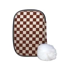 Estojo box escolar quadriculado c/ pompom FiZZ