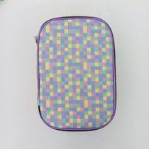Estojo Box Lilás Xadrezinho Jumbo 100 Pens Estamparia - Fizz / Material Escolar / Papelaria / Estojos