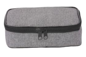 Estojo Box LS Cinza Mescla Com Divisões Para Lápis E Canetas - EE2155