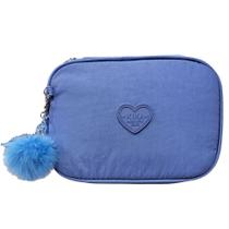 Estojo Box Necessaire Com Divisórias e Chaveiro Pompom Feminino Kika KK24E47