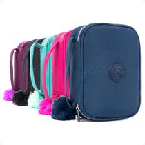 Estojo Box Organizador Escola Feminino Bolsinha Lápis Pompom Estojo Box Organizador Escola Feminino Bolsinha Lápis Pompom