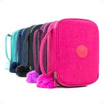 Estojo Box Organizador Escola Feminino Bolsinha Lápis Pompom