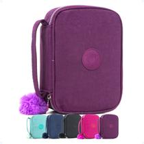 Estojo Box Organizador Escola Feminino Bolsinha Lápis Pompom