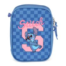 Estojo Box Stitch Beijos Azul Quadriculado UP4YOU ET50054SC Lançamento 2026