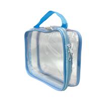 ESTOJO BOX transparente e AZUL - necessaire - lápis - multiuso - brinquedo - organizador - viagem