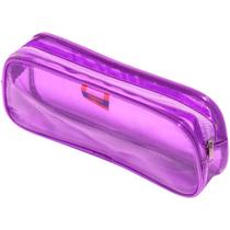 Estojo brw 1 ziper pvc transparente roxo et0200