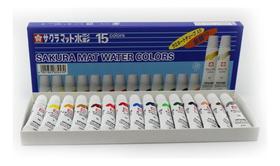 Estojo c/ 15 Cores Tinta Aquarela Mat Water Colors Sakura