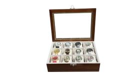 Estojo/Caixa Imbuia Floco Bege P/12 Relógios