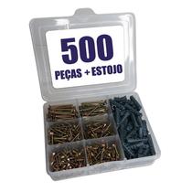 Estojo Caixa Kit 500 peças Parafuso Parafusos Chipboard Philips + Buchas Maleta Organizadora - RCS Decorações