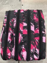 Estojo camuflado 4 repartições rosa com preto Estojo camuflado 4 repartições rosa com preto