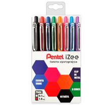 Estojo Caneta Esferográfica iZee com 8 Cores - Pentel