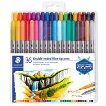 Estojo Caneta Hidrocor Staedtler 36 Cores Ponta Dupla 3200 TB36 Estojo Caneta Hidrocor Staedtler 36 Cores Ponta Dupla 3200 TB36