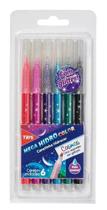 Estojo Caneta Hidrocor Tris Mega Cosmos 6 Cores C/ Glitter