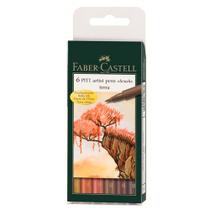 Estojo Caneta Hidrográfica Pitt com 6 Tons de Terra Faber-castell