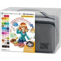 Estojo Caneta Kuretake Zig Real Brush + Mangaka 39 Peças