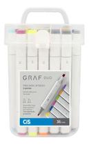 Estojo Caneta Marcador Cis Graf Duo 2 Pontas Estojo 36 Cores
