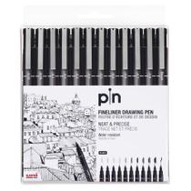 Estojo Caneta Nanquim Pin Uni-Ball C/12 Preta Fine Line Estojo Caneta Nanquim Pin Uni-Ball C/12 Preta Fine Line