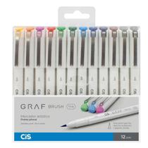 Estojo Caneta Pincel CiS Graf Brush Fine C/12 Cores