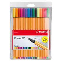 Estojo Caneta Point 88 Fineliner com 10 Cores Sortidas + 5 Neon - Stabilo