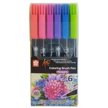 Estojo Caneta Ponta de Pincel Koi Sakura 6 Cores Flores