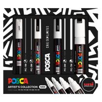 Estojo Caneta Posca Artists Collection Branca com 4 - Uni Estojo Caneta Posca Artists Collection Branca com 4 - Uni