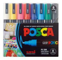 Estojo Caneta Posca Marcador Permanente Ponta 5m - 8 Cores Estojo Caneta Posca Marcador Permanente Ponta 5m - 8 Cores