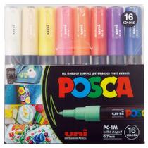 Estojo Caneta Posca Marcador Uni-Ball PC-1M C/16 Cores