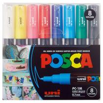 Estojo Caneta Posca Marcador Uni-Ball PC-1M C/8 Cores