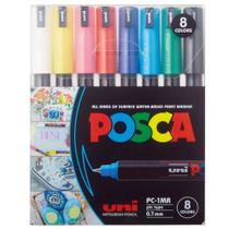 Estojo Caneta Posca Marcador Uni-Ball PC-1MR C/8 Cores