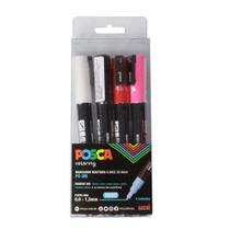 Estojo Caneta Posca Marcador Uni-Ball PC-3M C/4 Cores Estojo Caneta Posca Marcador Uni-Ball PC-3M C/4 Cores