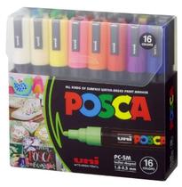 Estojo Caneta Posca Marcador Uni-Ball PC-5M C/16 Cores