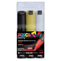 Estojo Caneta Posca Marcador Uni-Ball PC-8K C/3 Cores