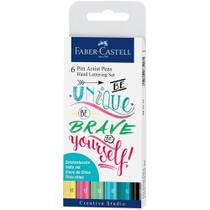 Estojo Canetas Artísticas Pitt Hand Lettering com 6 Cores - Faber-Castell