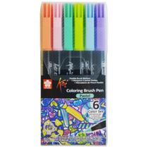 Estojo Canetas Brush Pen Koi Sakura 6 Cores Pastel
