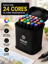 Estojo Canetas Hidrográficas Dual Tip 24 36 48 Cores Estojo com Zíper para Colorir Desenho e Lettering Estojo Canetas Hidrográficas Dual Tip 24 36 48 Cores Estojo com Zíper para Colorir Desenho e Lettering