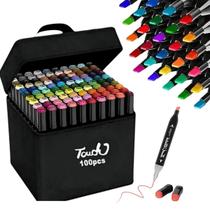 Estojo Canetinhas Marcador 100 Cores Artisticas Ponta Dupla