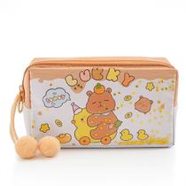 Estojo Capivara Infantil com Pompom 1 Divisória Escolar