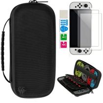 Estojo Case Capa Rígido Compatível Nintendo Switch+ Película Vidro Temperado Oled Estojo Case Capa Rígido Compatível Nintendo Switch+ Película Vidro Temperado Oled