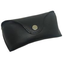 Estojo Case para Óculos em Couro Natural Preto com Alça para Cinto
