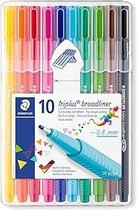 Estojo com 10 Cores Caneta Triplus Staedtler Broadline 0.8mm 338 Sb10