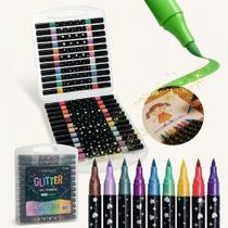 Estojo com 122448 Canetinhas Coloridas Marcador metálico Canetas Glitter de ponta dupla Estojo com 122448 Canetinhas Coloridas Marcador metálico Canetas Glitter de ponta dupla