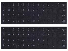 Estojo com 2 Adesivos de Teclado em Inglês - Fonte Branca em Preto