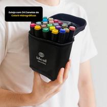 Estojo Com 24 Canetas Hidrográficas Coloridas Ponta Fina Escolar Desenho Pintura Arte Criativa Kit Infantil Adulto Estojo Com 24 Canetas Hidrográficas Coloridas Ponta Fina Escolar Desenho Pintura Arte Criativa Kit Infantil Adulto