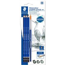 Estojo com 3 Lápis Grafite Aquarelável Staedtler + Pincel 100a Sbk4 1 ed