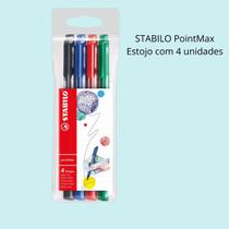 Estojo com 4 Canetas Stabilo PointMax - Ponta 0.8mm para Desenhos e Lettering