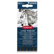 Estojo com 6 Canetas Graphik Line Maker Preta Derwent