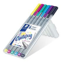 Estojo com 6 Cores Caneta Fineliner Staedtler Triplus Galaxia 334sb6cs11 1