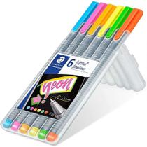 Estojo com 6 Cores Caneta Fineliner Staedtler Triplus Neon Colours 0.3mm 33