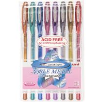 Estojo com 8 Caneta Gel Uni-ball Signo Noble Metal Cores Metálicas 58.5600